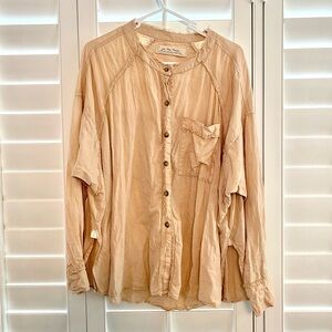 We The Free Beige Button-Up Top